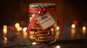 Glazen pot met honden kerstsnacks