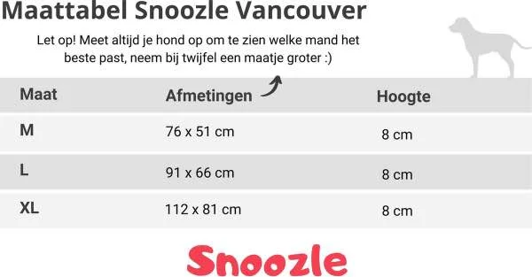 Snoozle hondenmand maten