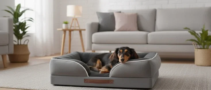 Teckel in hondenmand